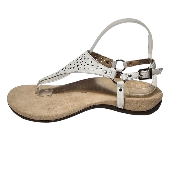 Vionic Rest Kirra Sandals White Perforated Leather Thong Slingback - Picture 2 of 11